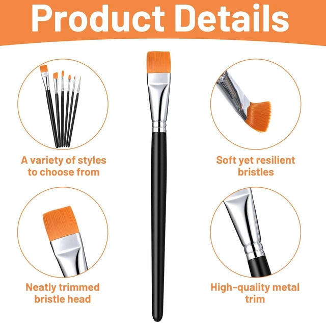 Alt view image 3 of 7 - 6 Pcs Paint Brushes, Round Pointed Tip Artist Brush for Body Face Painting | Face Paint Brushes Set, Professional Small Paint Brush Kit for Halloween Cosplay Party, for Acrylic, Oil and Gouache