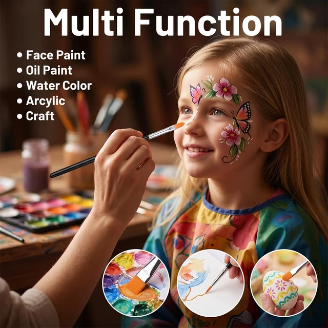 Alt view image 7 of 7 - 6 Pcs Paint Brushes, Round Pointed Tip Artist Brush for Body Face Painting | Face Paint Brushes Set, Professional Small Paint Brush Kit for Halloween Cosplay Party, for Acrylic, Oil and Gouache