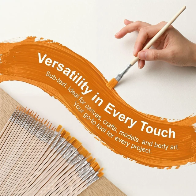 Alt view image 6 of 7 - 40 Piece Paint Brush Set Bulk 20 Flat Nylon and 20 Small Detail Brushes with Wood Handles for Acrylic Watercolor Oil Crafts Artists Face Body Art