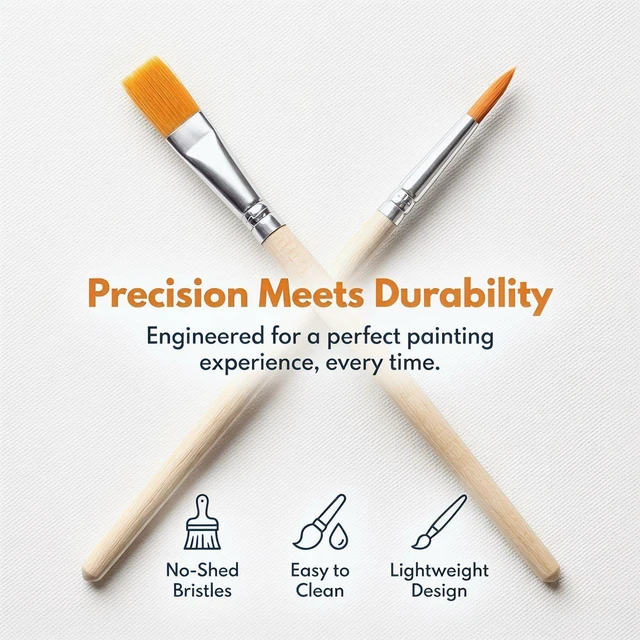 Alt view image 7 of 7 - 40 Piece Paint Brush Set Bulk 20 Flat Nylon and 20 Small Detail Brushes with Wood Handles for Acrylic Watercolor Oil Crafts Artists Face Body Art