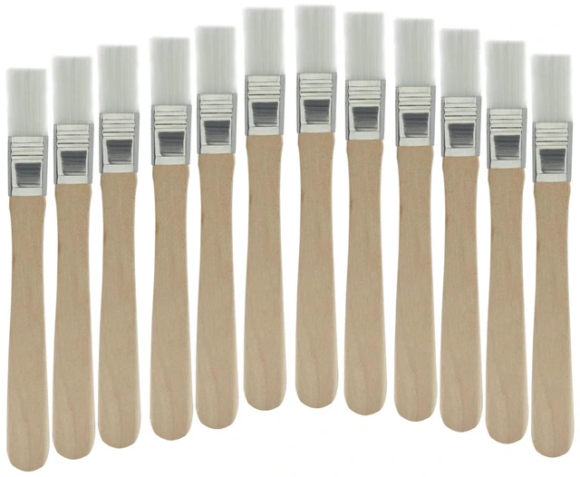 Main image of 12 Pcs Soft Bristle Paint Brush, 5 Inch Wood Handle, White | Trim Painting Tool, Small Paint Brushes, Edge Painting Tool, For Walls/Touch Up/Cabinets/Fences