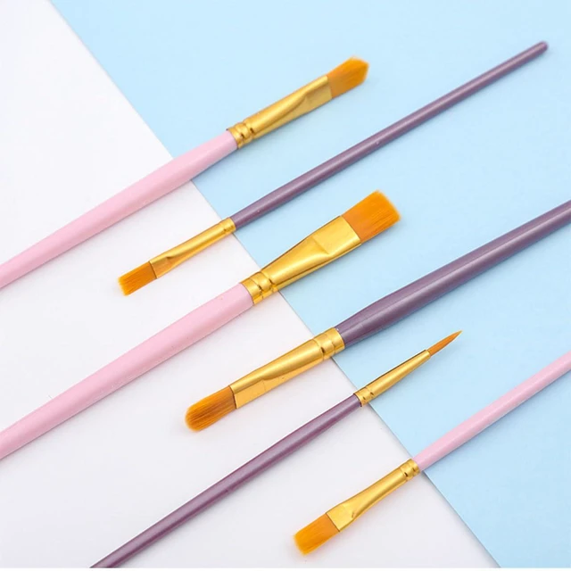 Alt view image 5 of 5 - 20 Pcs Paint Brush Set Nylon Paint Brushes, for Oil, Watercolor, Gouache, Face Painting, Draw Artists and Beginners, Pink and Purple