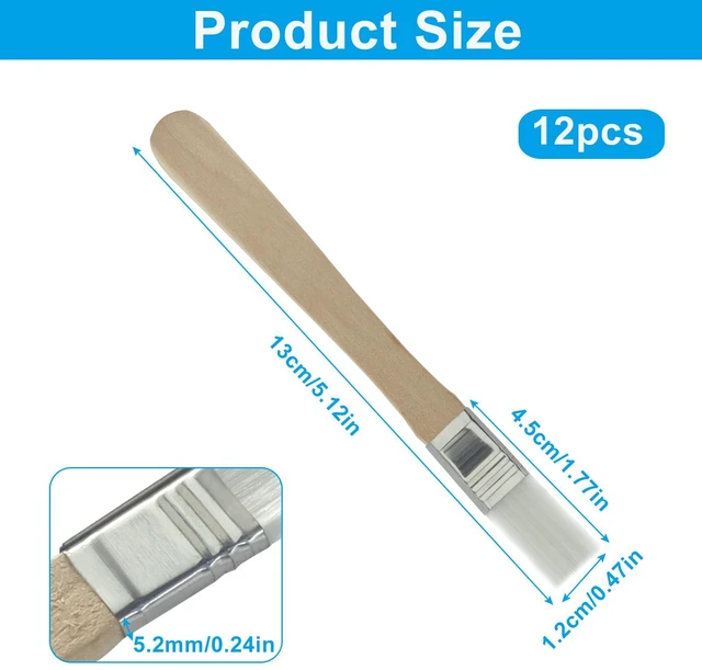 Alt view image 2 of 5 - 12 Pcs Soft Bristle Paint Brush, 5 Inch Wood Handle, White | Trim Painting Tool, Small Paint Brushes, Edge Painting Tool, For Walls/Touch Up/Cabinets/Fences