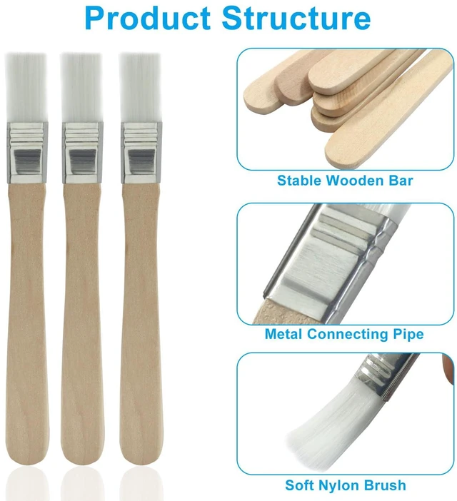 Alt view image 3 of 5 - 12 Pcs Soft Bristle Paint Brush, 5 Inch Wood Handle, White | Trim Painting Tool, Small Paint Brushes, Edge Painting Tool, For Walls/Touch Up/Cabinets/Fences
