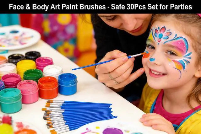Alt view image 5 of 7 - YOFAN Paint Brush Set, 30-Pack Flat & Round Small Artist Brushes for Crafts | Synthetic nylon bristles, aluminum ferrule, plastic handle, 15 flat & 15 round, for watercolor, acrylic, oil, gouache, cra