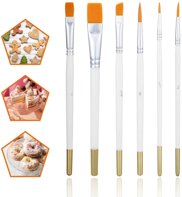 Main image of 6Pcs Multifunction Painting Brushes for Cake Decorating, Food Grade Paint Brushes Cake Decorating Brush Comfortable Nylon Wooden Handle for Cooking, Baking, Basting, Pastry and Cookie