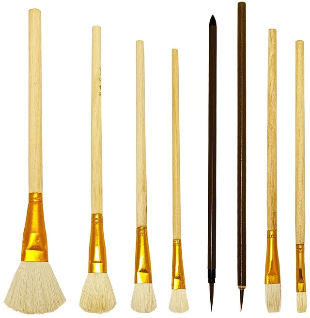 Main image of 8Pcs Pottery Glaze Brushes, Wool Pottery Tools and Supplies, Underglaze Brushes for Pottery, Paintbrush Set for Kids Adults Students