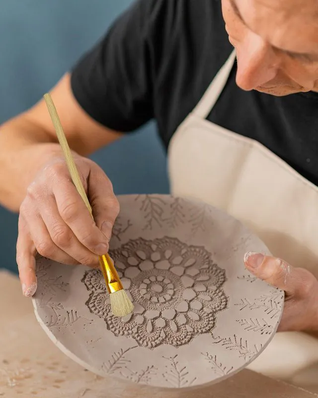 Alt view image 2 of 6 - 8Pcs Pottery Glaze Brushes, Wool Pottery Tools and Supplies, Underglaze Brushes for Pottery, Paintbrush Set for Kids Adults Students