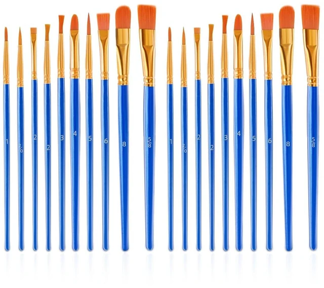 Main image of 20 Pcs Paint Brushes Painting Brush for Acrylic Oil Watercolor Flat and Round Paint Brush Set for Washable Paint Artist Paint Small Brushes Bulk Toddler Paint Brushes Hog Bristle Art Brushes Pack