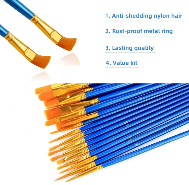 Alt view image 5 of 7 - 20 Pcs Paint Brushes Painting Brush for Acrylic Oil Watercolor Flat and Round Paint Brush Set for Washable Paint Artist Paint Small Brushes Bulk Toddler Paint Brushes Hog Bristle Art Brushes Pack
