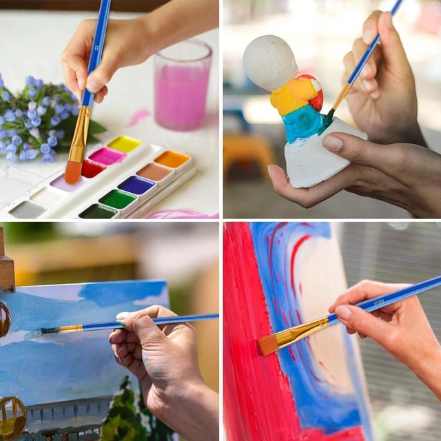 Alt view image 7 of 7 - 20 Pcs Paint Brushes Painting Brush for Acrylic Oil Watercolor Flat and Round Paint Brush Set for Washable Paint Artist Paint Small Brushes Bulk Toddler Paint Brushes Hog Bristle Art Brushes Pack