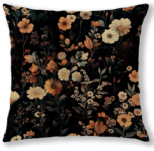 Main image of Moody Vintage Bold Floral Throw Pillow Covers 18x18, Dark Academia Cottagecore Botanical Wildflower Decorative Pillowcases for Living Room Bedroom Sofa Home Decor