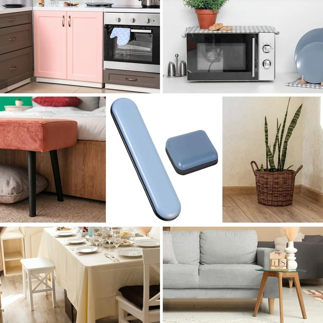 Alt view image 5 of 7 - 16pcs Self-Stick Furniture Movers Sliders Strip for Carpet Rectangle Floor Protector Pads Furnitures Moving Pads for Chair Table Desk Sofa Couch(75x16mm, 35x25mm)