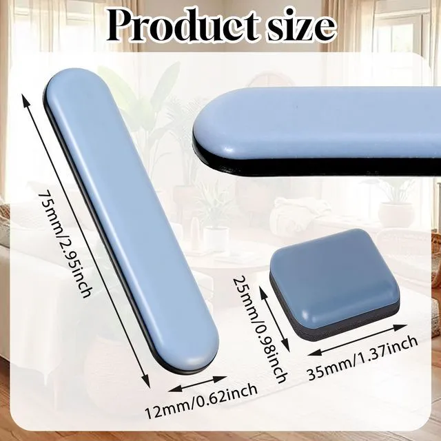 Alt view image 2 of 7 - 16pcs Self-Stick Furniture Movers Sliders Strip for Carpet Rectangle Floor Protector Pads Furnitures Moving Pads for Chair Table Desk Sofa Couch(75x16mm, 35x25mm)