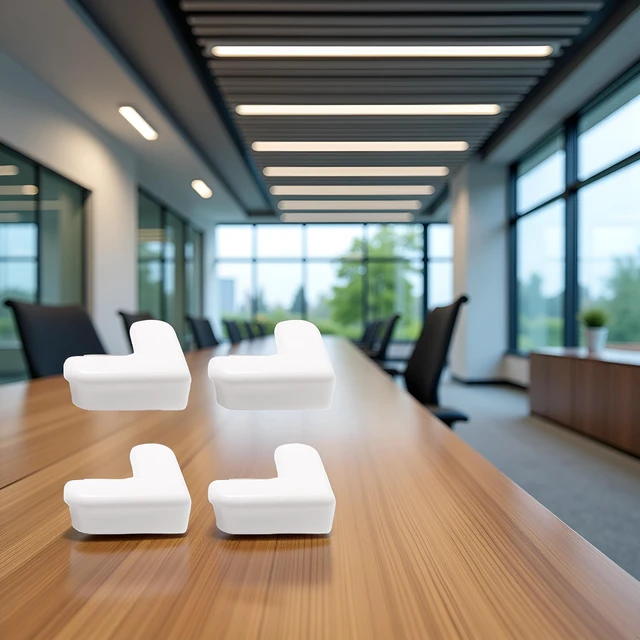 Alt view image 4 of 7 - 4Pcs White PVC Desk Edge Bumpers Adhesive Furniture Corner Protectors Protector Kit Anti-Collision Edge Safety Bumpers Proof Soft Self-Adhesive Table Sharp Edges Guard