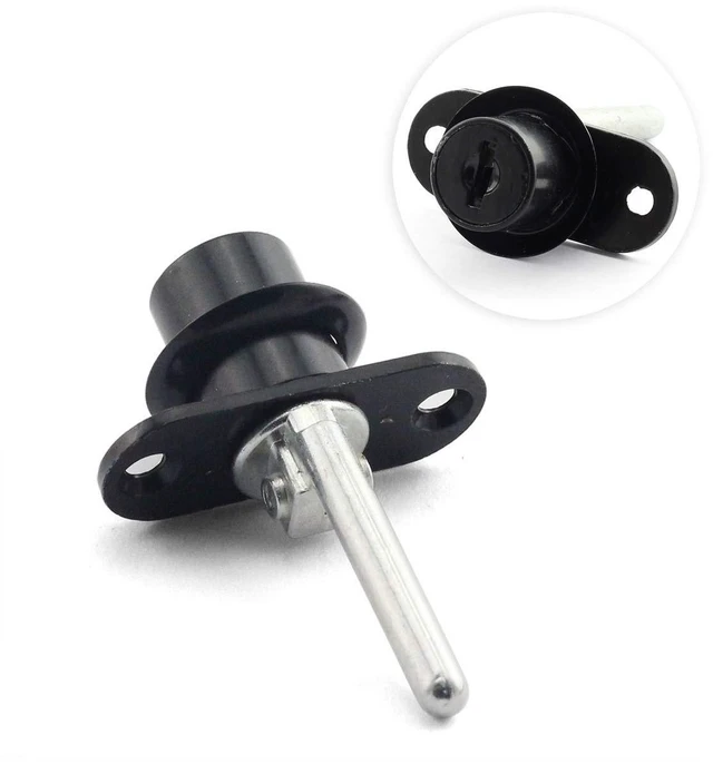 Main image of JCBIZ 1PC 16mm Cylinder Plunger Lock for Drawer Cabinet Desk Table Office Table Front Activity Linkage Associated Lock 1 Lock 3 Drawers Security DIY Furniture Hardware Black