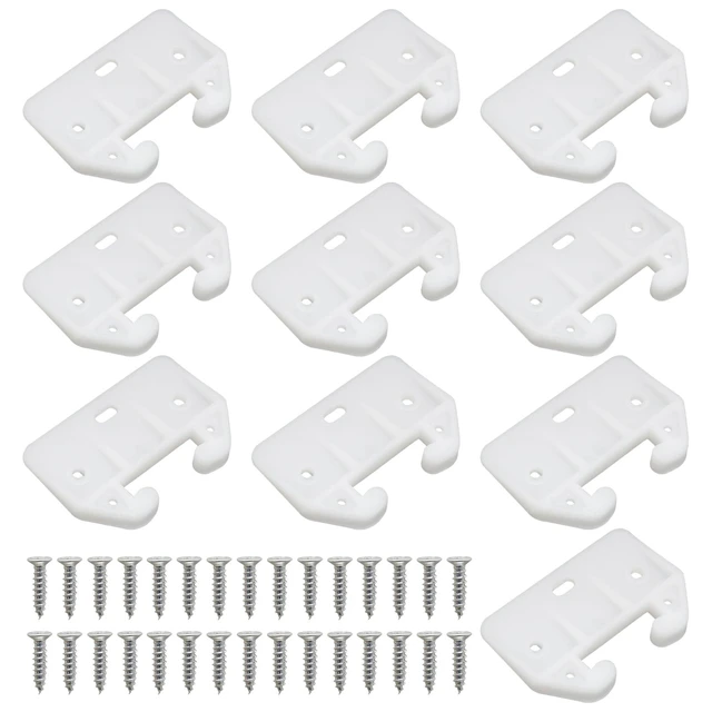 Alt view image 5 of 5 - 10pcs White Plastic Drawer Slides, 5 Holes Drawer Track Guides | with Screws, for Dresser, Wardrobe, Cabinet & Furniture Replacement