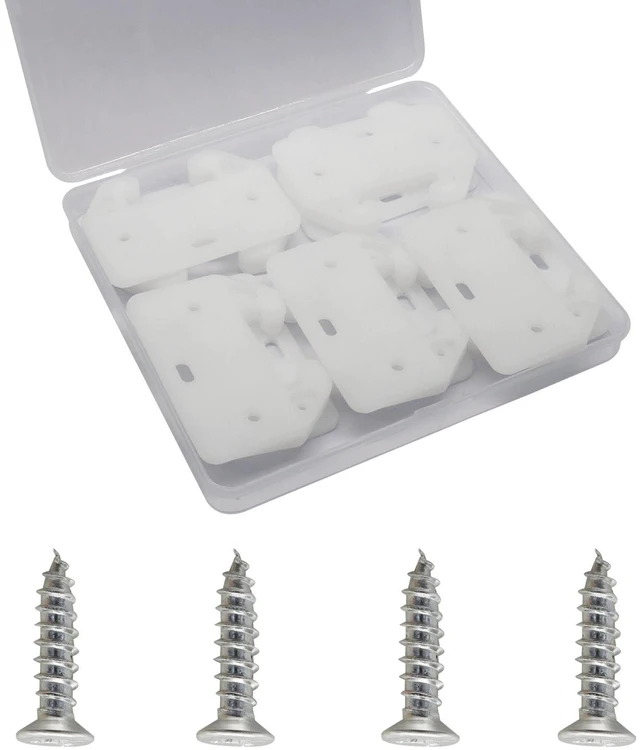 Alt view image 4 of 5 - 10pcs White Plastic Drawer Slides, 5 Holes Drawer Track Guides | with Screws, for Dresser, Wardrobe, Cabinet & Furniture Replacement