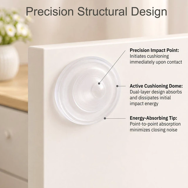 Alt view image 3 of 7 - 100Pcs Clear Silicone Cabinet Door Bumper, Soft Close Cushion | Clear Rubber Stopper Dots & Cabinet Bumpers for Drawers, Cupboards, Anti-Slam Noise Reducing Flower-Shape Furniture Pads