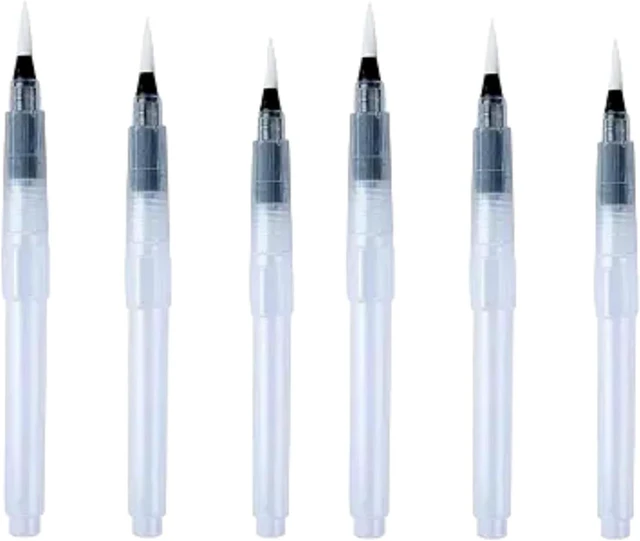Main image of 6Pcs Water Brush Pens Set Refillable Watercolor Pen Brush 3 Sizes Brush Tips for Blending Colors Creating Shades Watercolor Set Kids Adults Artist Professional, Art Paintbrush Sets