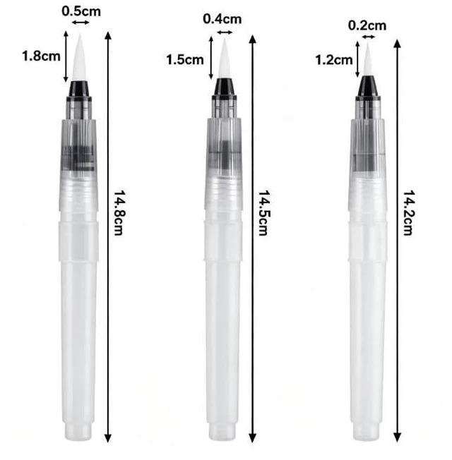 Alt view image 2 of 7 - 6Pcs Water Brush Pens Set Refillable Watercolor Pen Brush 3 Sizes Brush Tips for Blending Colors Creating Shades Watercolor Set Kids Adults Artist Professional, Art Paintbrush Sets