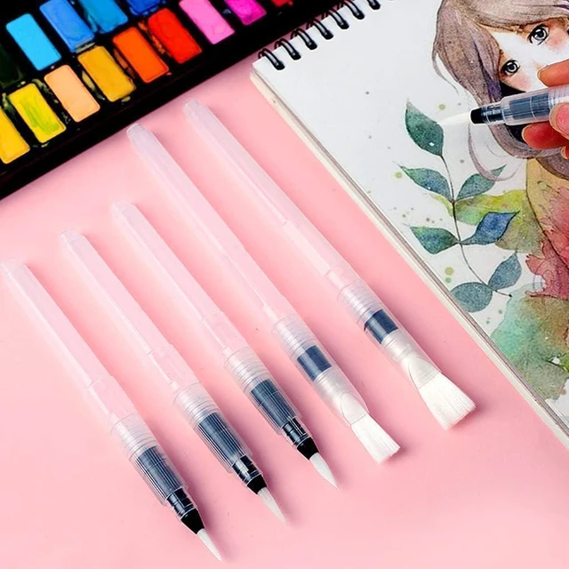 Alt view image 3 of 7 - 6Pcs Water Brush Pens Set Refillable Watercolor Pen Brush 3 Sizes Brush Tips for Blending Colors Creating Shades Watercolor Set Kids Adults Artist Professional, Art Paintbrush Sets