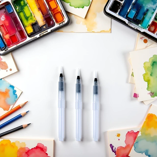Alt view image 6 of 7 - 6Pcs Water Brush Pens Set Refillable Watercolor Pen Brush 3 Sizes Brush Tips for Blending Colors Creating Shades Watercolor Set Kids Adults Artist Professional, Art Paintbrush Sets
