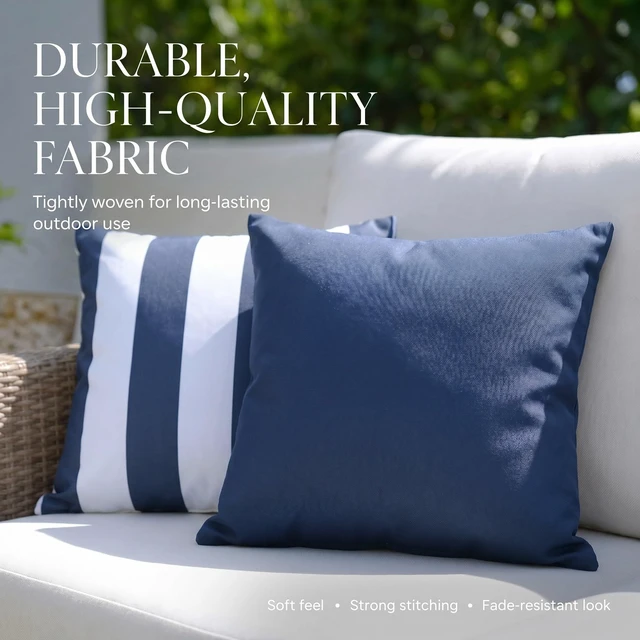 Alt view image 7 of 7 - Outdoor Pillows Set of 2 - Waterproof 18x18 Throw Pillow Covers | Durable Weather Resistant Cushions for Porch and Patio Furniture Decor - Fits Garden, Balcony or Backyard Seating