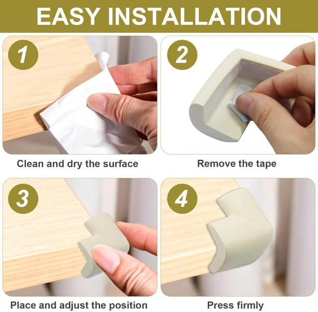 Alt view image 5 of 5 - 8 Pack Soft Corner Protector, L-Shape, Beige | Rubber Safety Bumpers & Edge Guards, L-Shape, Furniture and Table Edges, Impact Protection for Home and Child