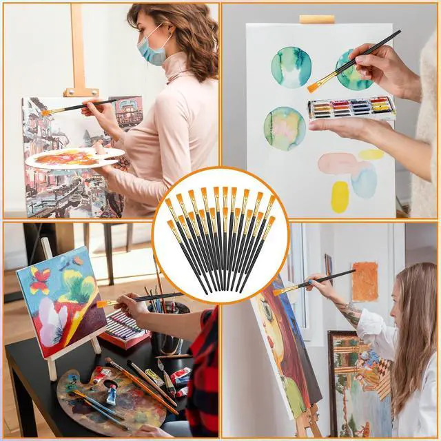 Alt view image 6 of 7 - 20 Pcs Small Brush Bulk for Detail Painting, Watercolor Paint Brushe Bulk Paint-Brushes Set for Acrylic Painting Oil Watercolor Face Nail Art Canvas Miniature Detailing & Rock-Painting