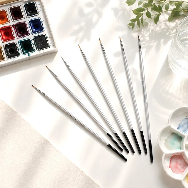 Alt view image 7 of 7 - Fine Tip Paint Brush Set, 6 PCS Extra Long Script Liner Brush | Highly Flexible Detail Paintbrushes for Painting, Liner Brushes for Model Watercolor Acrylic Miniature Figure