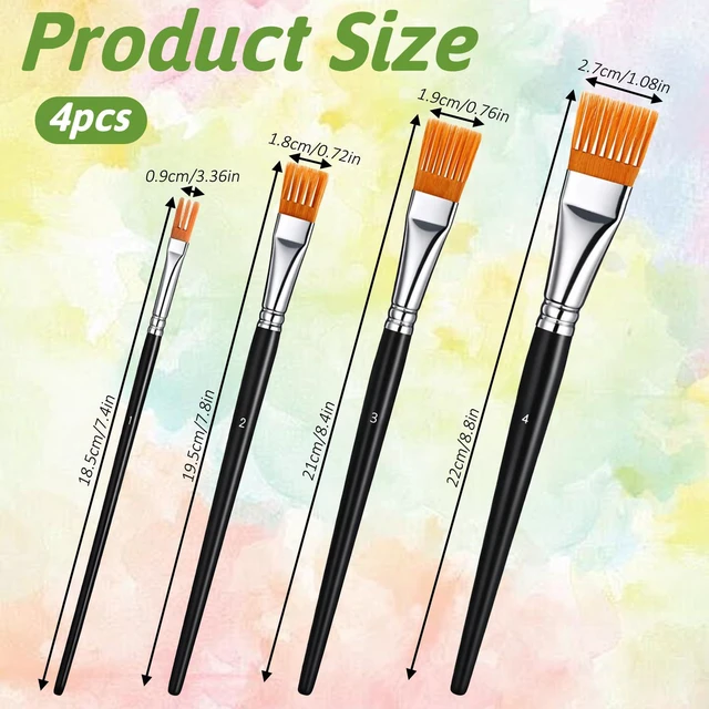 Alt view image 2 of 7 - 4 Pcs Comb Artist Brush Set, 4 Sizes Grainer Brush Set Artist Paint Brushes Professional Flat Comb Brushes Flat Grainer Paintbrush for Acrylic Painting Oil Watercolor