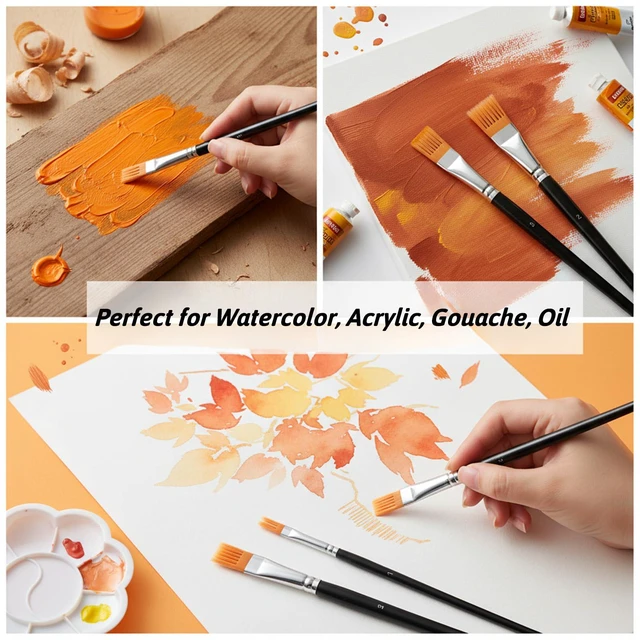 Alt view image 5 of 7 - 4 Pcs Comb Artist Brush Set, 4 Sizes Grainer Brush Set Artist Paint Brushes Professional Flat Comb Brushes Flat Grainer Paintbrush for Acrylic Painting Oil Watercolor