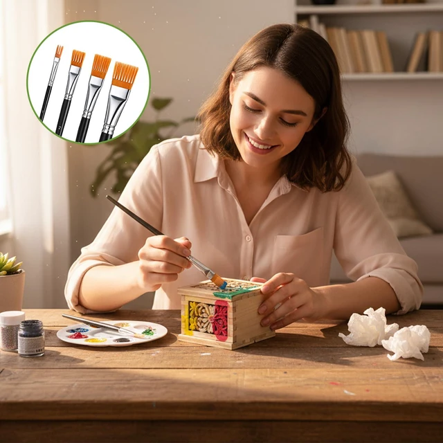 Alt view image 6 of 7 - 4 Pcs Comb Artist Brush Set, 4 Sizes Grainer Brush Set Artist Paint Brushes Professional Flat Comb Brushes Flat Grainer Paintbrush for Acrylic Painting Oil Watercolor