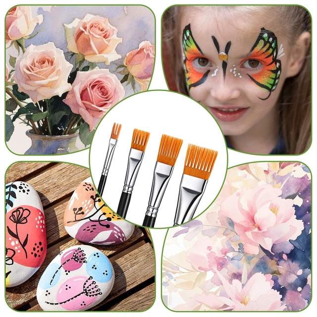 Alt view image 7 of 7 - 4 Pcs Comb Artist Brush Set, 4 Sizes Grainer Brush Set Artist Paint Brushes Professional Flat Comb Brushes Flat Grainer Paintbrush for Acrylic Painting Oil Watercolor