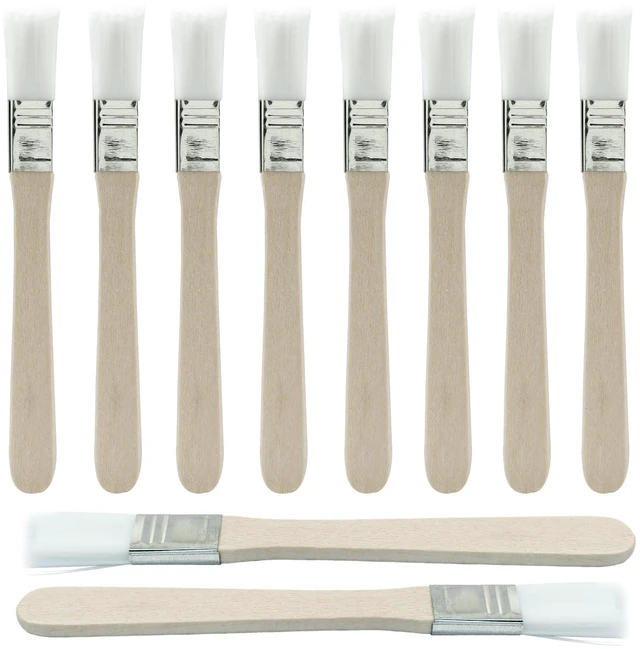 Main image of 0.5 Inch Flat Paint Brushes, 10 Packs | White Nylon Bristle, Wood Handle, Oil Canvas Watercolor, Gesso Wall Door Cabinets Furniture Fences