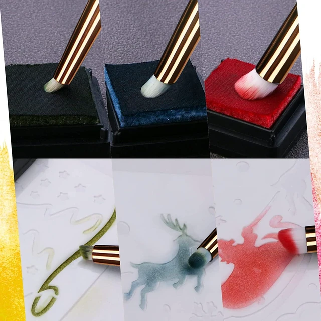 Alt view image 3 of 7 - Mini Blending Brushes for Card Making, Dry Miniature Painting Set Background Blender Paint Brushes Small Detailed Paint Watercolor Brushes(3 Pack)