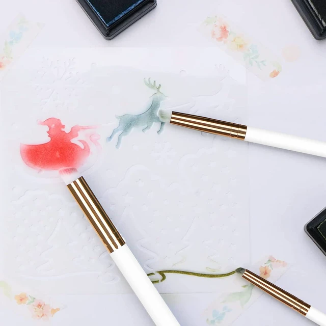 Alt view image 4 of 7 - Mini Blending Brushes for Card Making, Dry Miniature Painting Set Background Blender Paint Brushes Small Detailed Paint Watercolor Brushes(3 Pack)