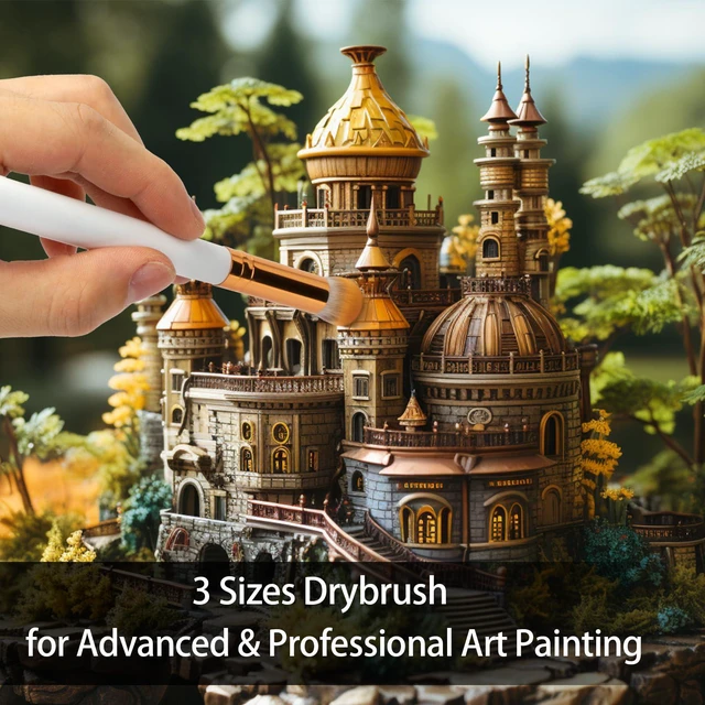 Alt view image 7 of 7 - Mini Blending Brushes for Card Making, Dry Miniature Painting Set Background Blender Paint Brushes Small Detailed Paint Watercolor Brushes(3 Pack)