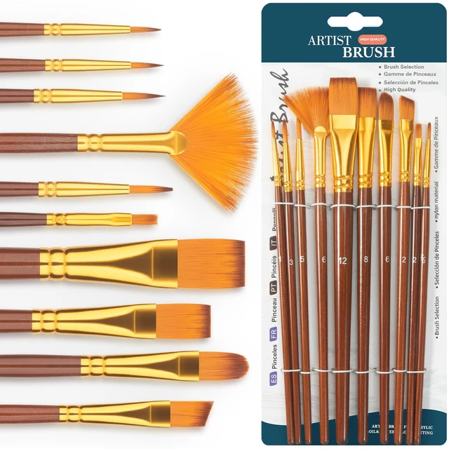Alt view image 5 of 7 - 10Pcs Paint Brushes for Acrylic, Watercolor & Gouache Painting, Artists & Beginners
