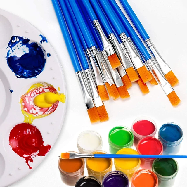Alt view image 2 of 7 - 30Pcs Paint Brushes for Acrylics Painting, Flat Nylon Paint Brush, Blue | Smooth Paint Flow for Long-Term Use, Compact Size for Easy Carrying & Storage, Multiple Paints: Watercolor, Acrylic, Gouache