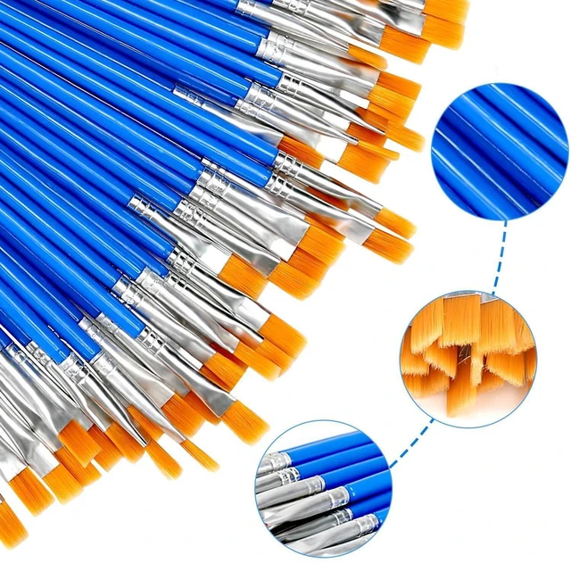 Alt view image 3 of 7 - 30Pcs Paint Brushes for Acrylics Painting, Flat Nylon Paint Brush, Blue | Smooth Paint Flow for Long-Term Use, Compact Size for Easy Carrying & Storage, Multiple Paints: Watercolor, Acrylic, Gouache