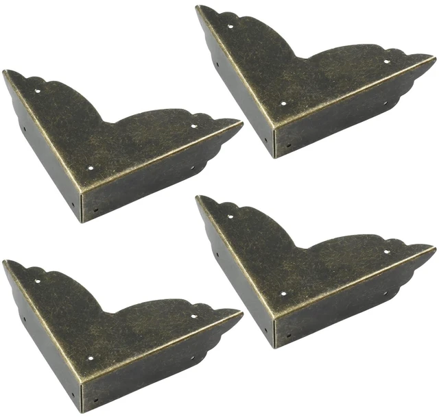 Main image of Bronze Box Corner Protectors, 12 Packs, 2.76" x 0.79" | Edge Cover, Safety Guard, Furniture Decorative, Metal Table Corner
