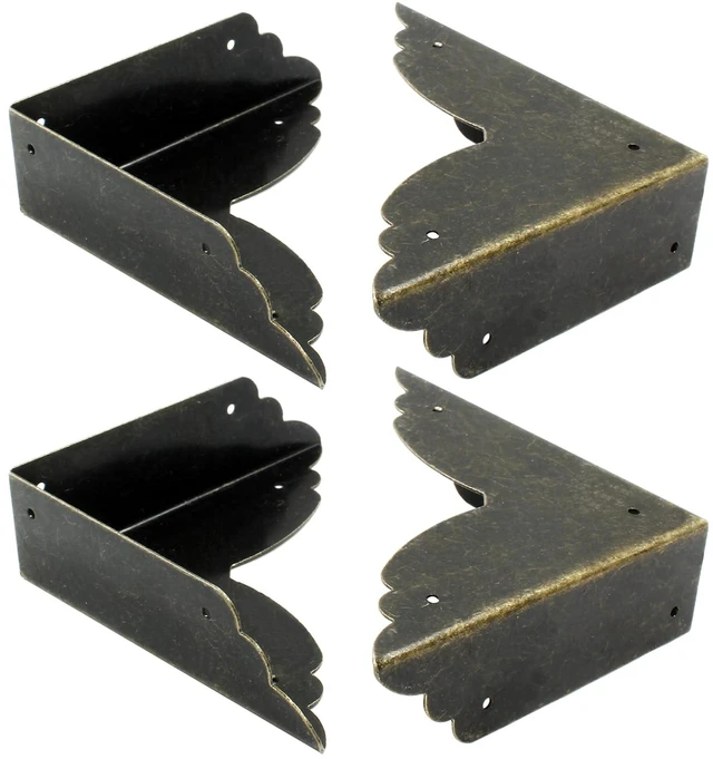 Alt view image 3 of 5 - Bronze Box Corner Protectors, 12 Packs, 2.76" x 0.79" | Edge Cover, Safety Guard, Furniture Decorative, Metal Table Corner