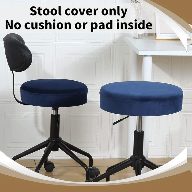 Alt view image 2 of 6 - Bar Stool Cover, Super Soft Velvet Dia.11-13" Round Stretchy Washable Dustproof Slipcover for Upholstered Furniture (S, Navy,1 Count)