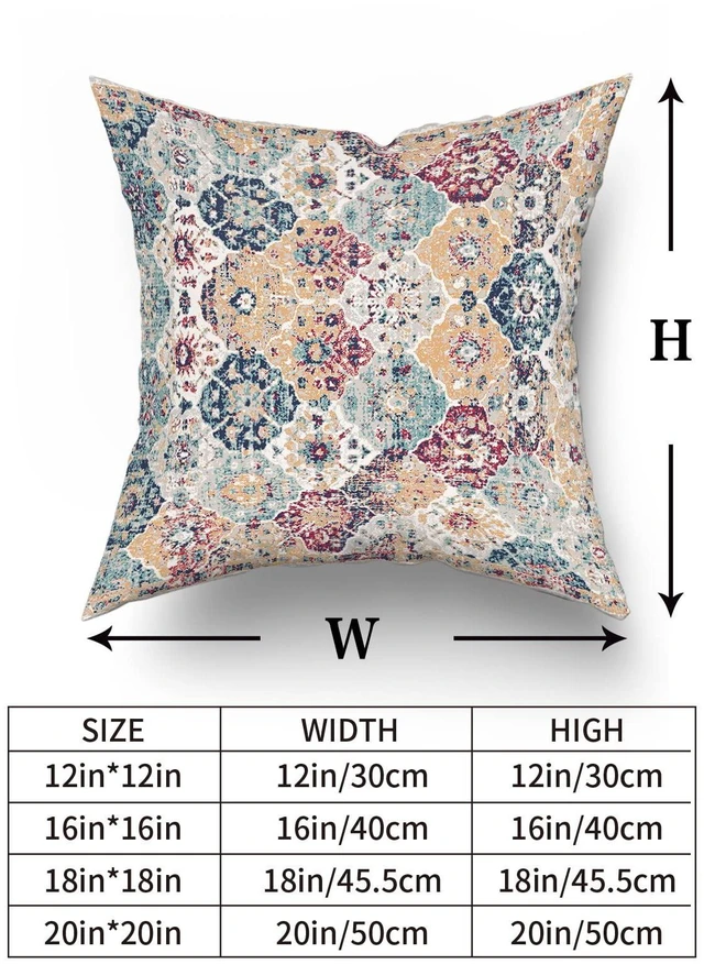 Alt view image 4 of 6 - Bohemian Ethnic Boho Pillow Covers 18X18 in Teal Red Orange Blue Carpet Vintage Decorative Couch Pillow Cases with Zipper Set of 2 Home Decor for Living Room Bedroom Bed Cushion Outdoor