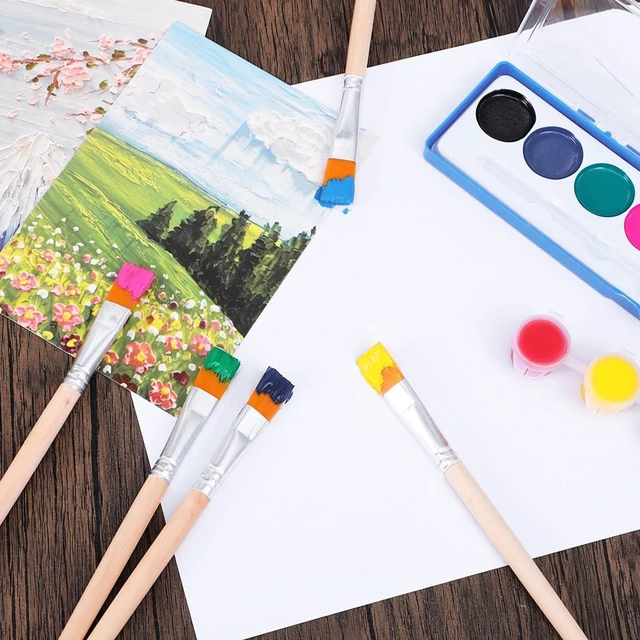 Alt view image 3 of 7 - 5 PCS Small Paint Brushes, Small Flat Paint Brush for Painting, Short Flat Paints Brushes for Acrylic, Watercolor, Oil, DIY Crafts, Painting Brush for Touch Up