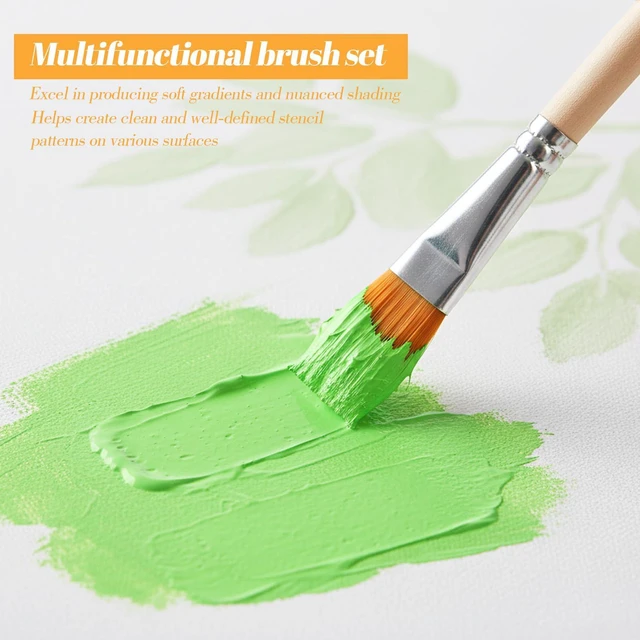 Alt view image 5 of 7 - 5 PCS Small Paint Brushes, Small Flat Paint Brush for Painting, Short Flat Paints Brushes for Acrylic, Watercolor, Oil, DIY Crafts, Painting Brush for Touch Up