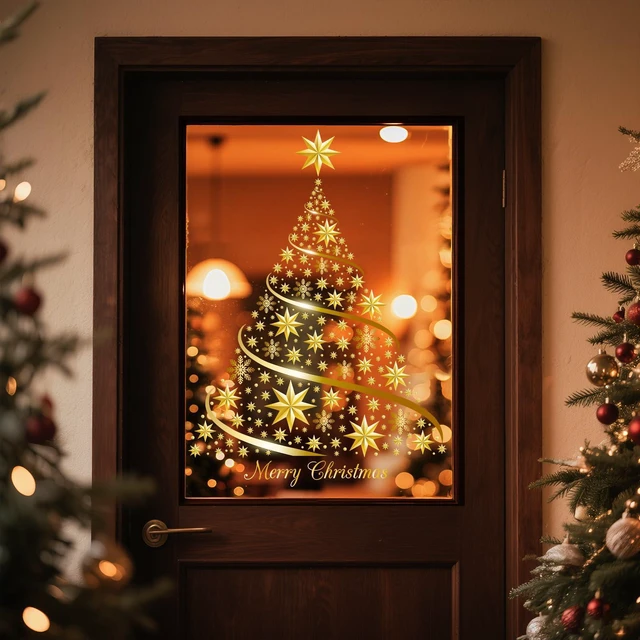 Alt view image 4 of 7 - 6 Sheets Christmas Tree Rub on Transfer for Crafts, Snowflake Furniture Transfer Stickers Christmas Waterproof UV Rub on Decals for Furniture Cabinet Dressers Ceramic Scrapbooking