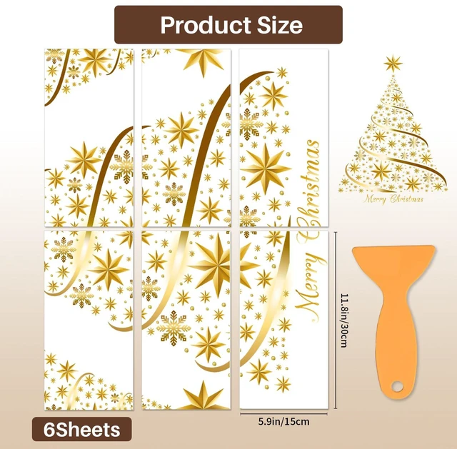 Alt view image 3 of 7 - 6 Sheets Christmas Tree Rub on Transfer for Crafts, Snowflake Furniture Transfer Stickers Christmas Waterproof UV Rub on Decals for Furniture Cabinet Dressers Ceramic Scrapbooking